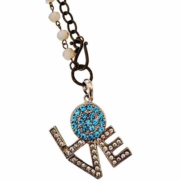 Interchangeable Snap Charm LOVE Pendant Beaded Necklace - Picture 1 of 8